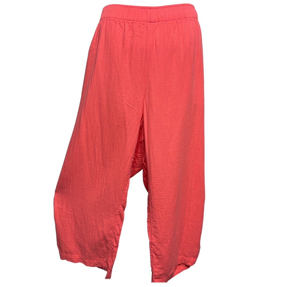 NWT OLD NAVY Womens Coral Wide Leg High Rise Cotton Gauze Pants 2X Comfort Waist